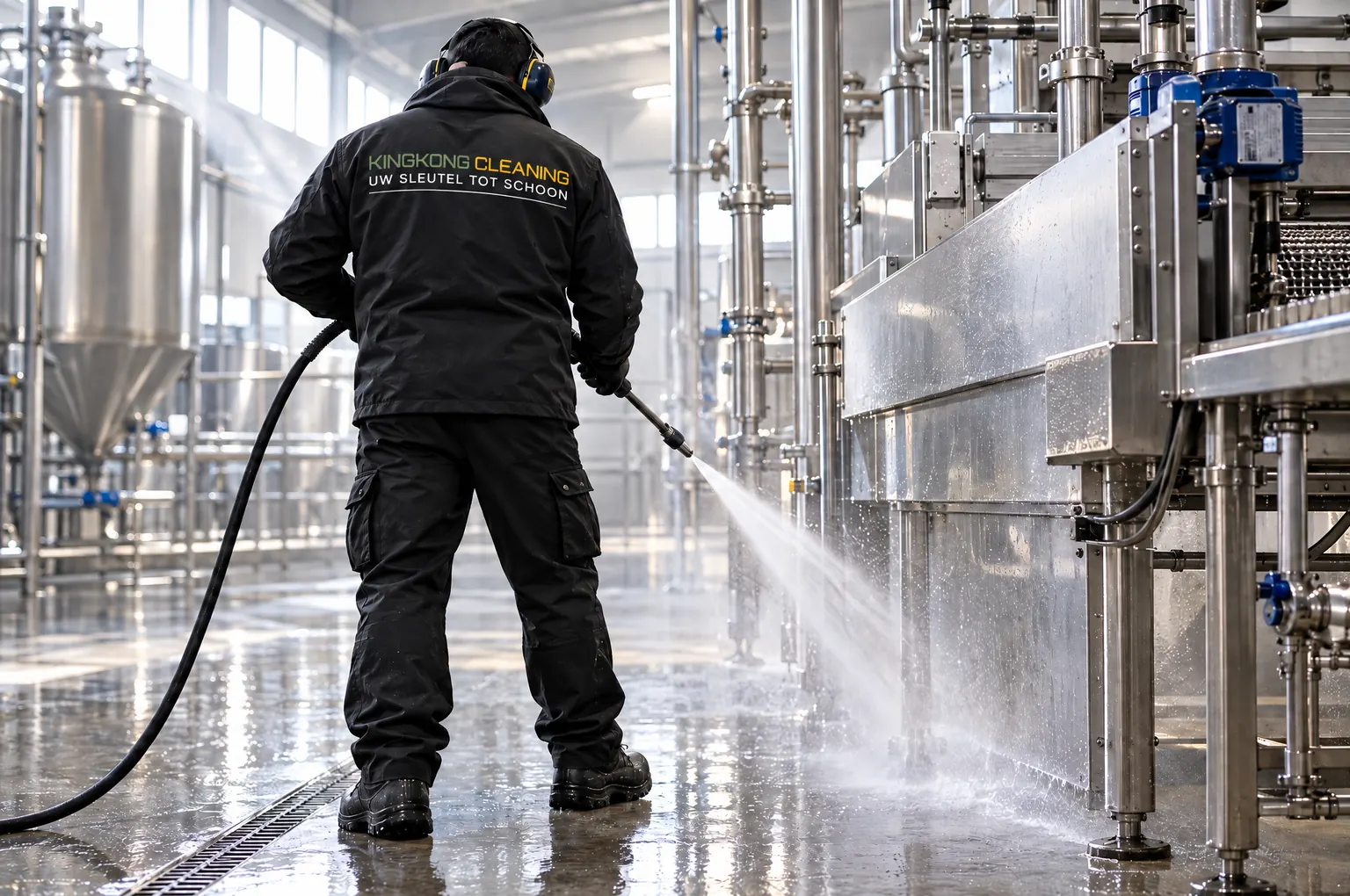 Reiniging van een industriële productieruimte